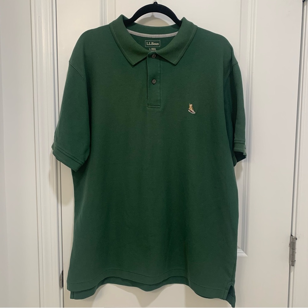 L.L. Bean Men's Vintage 90s Forest Green Embroidered Boot Logo Polo Size Large